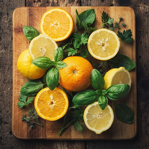 Fresh citrus and herbs